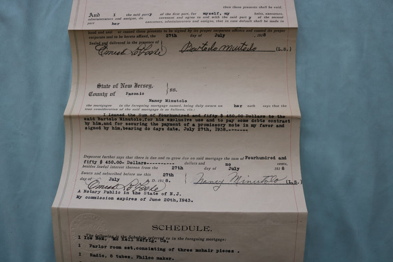 1938-1939 NEW JERSEY MORTGAGE AND PROPERY SALE CONTRACT - LOT OF 2 - K 2576