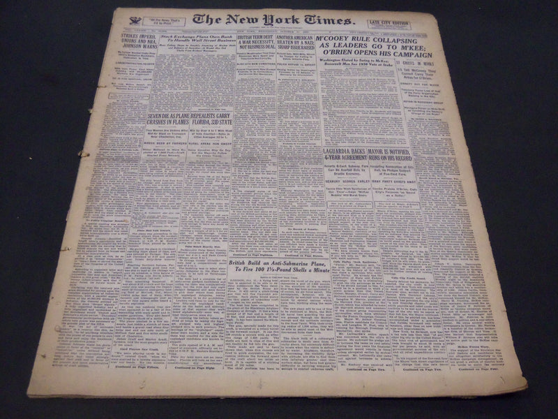 1933 OCT 11 NEW YORK TIMES - M'COOEY RULE COLLAPSING LEADERS, M'KEE - NT 5221