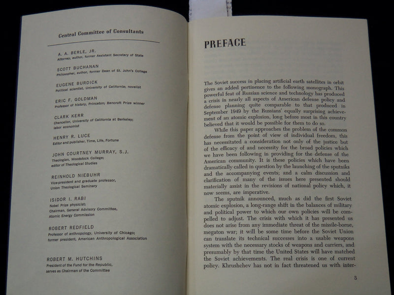 1957 NOVEMBER INDIVIDUAL FREEDOM AND THE COMMON DEFENSE BY MILLILS - K 2118