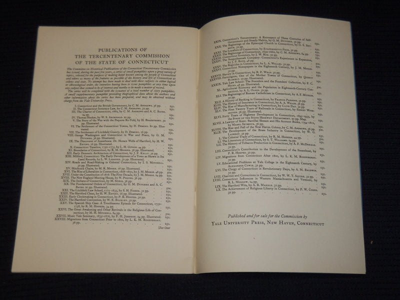1936 CONNECTICUT COMMITTEE ON HISTORICAL PUBLICATIONS LOT OF 2 - K 632