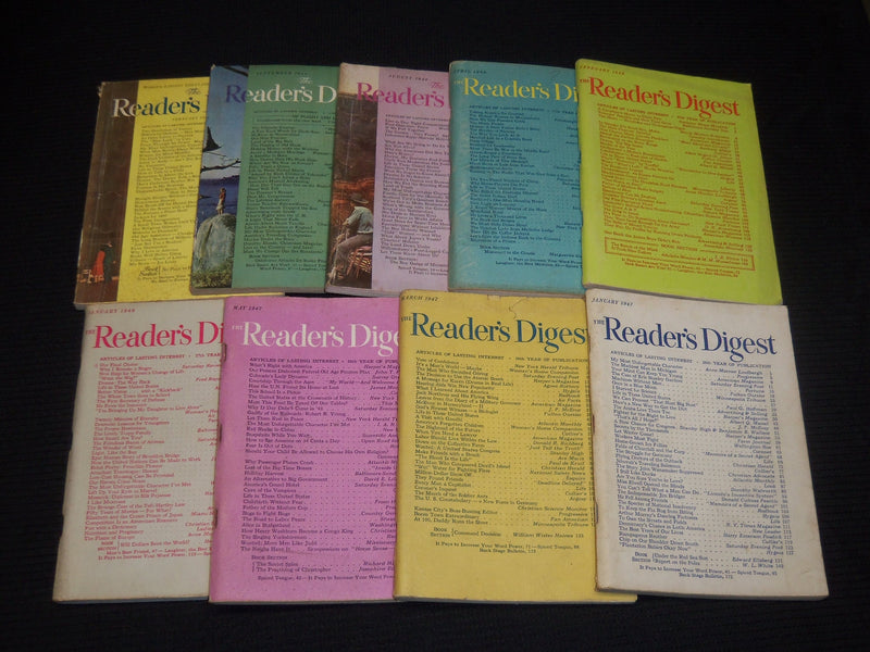 1947-1949 READER'S DIGEST MAGAZINES LOT OF 9 ISSUES - WR 631A