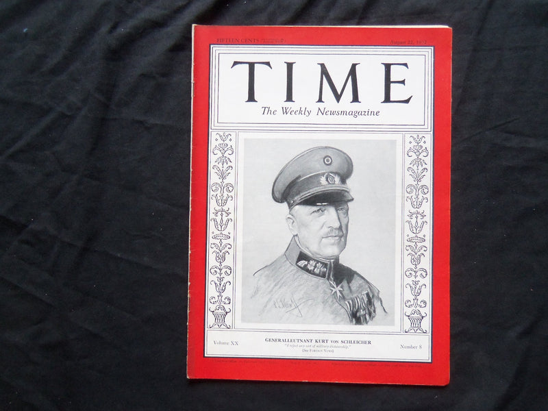 1932 AUGUST 22 TIME MAGAZINE - GENERALLEUTNANT KURT VON SCHLEICHER - T 333