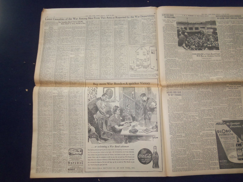 1944 JUNE 23 NEW YORK TIMES - CHERBOURG ASSAULTED AFTER HEAVY BARRAGE - NP 6575