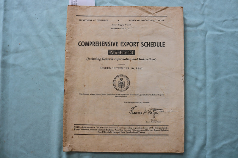 1947 COMPREHENSIVE EXPORT SCHEDULE AND UPDATES - K 3302