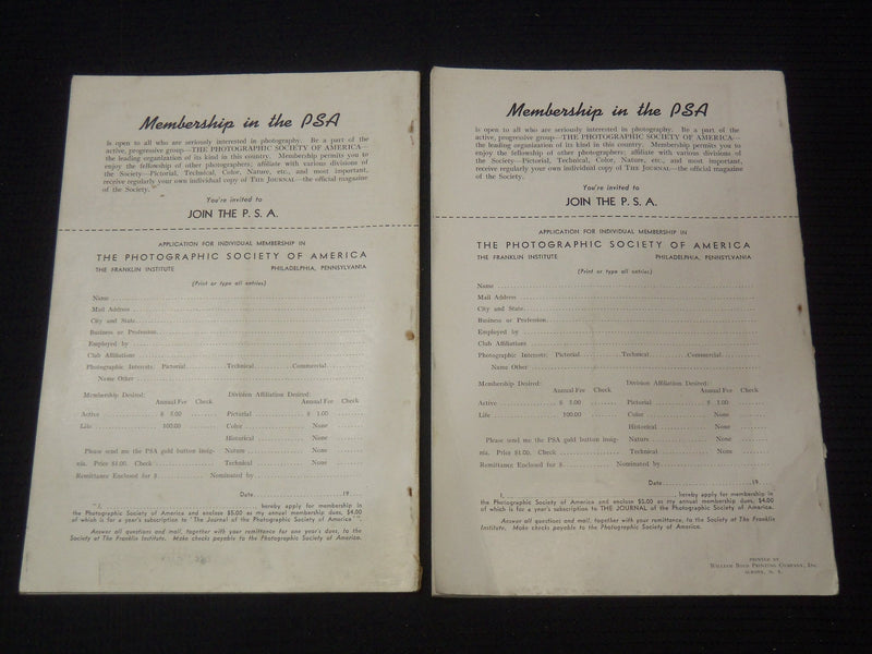 1942 THE JOURNAL OF THE PHOTOGRAPHIC SOCIETY OF AMERICA LOT OF 3 ISSUES - K 2624