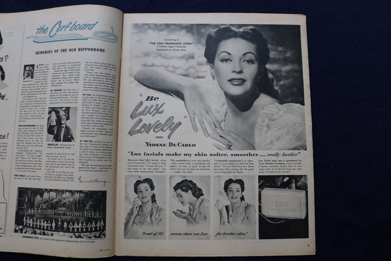 1952 MAR 9 THIS WEEK MAGAZINE - YVONNE DECARLO & JUNE ALLYSON ADS - E 22936