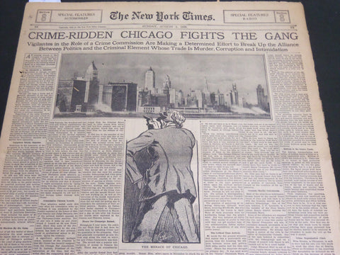 1928 AUG 5 NY TIMES SPECIAL FEATURES - CRIME RIDDEN CHICAGO FIGHTS GANG- NT 7075