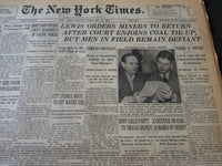 1950 FEBRUARY 12 NEW YORK TIMES - LEWIS ORDERS MINERS TO RETURN - NT 6127