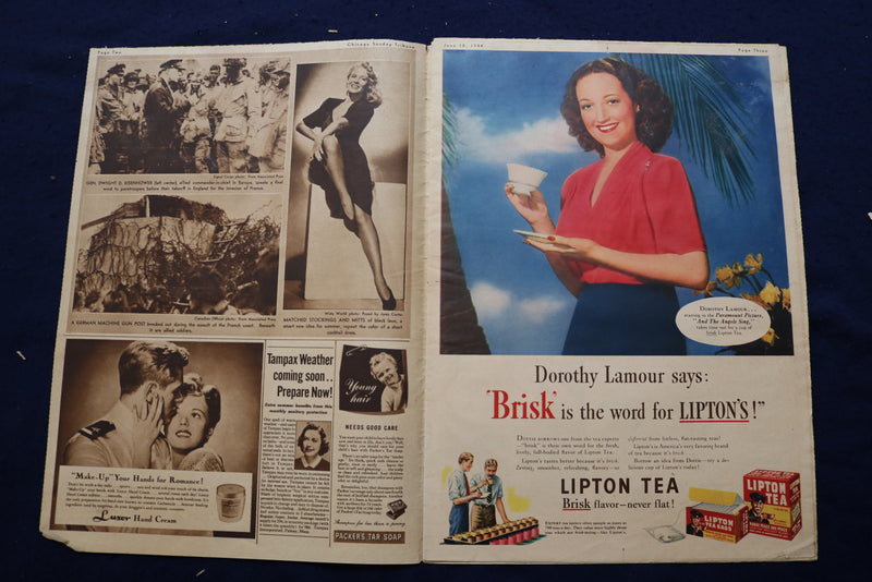 1944 JUNE 18 CHICAGO TRIBUNE MAGAZINE - RUTH HUSSEY COVER - E 22813