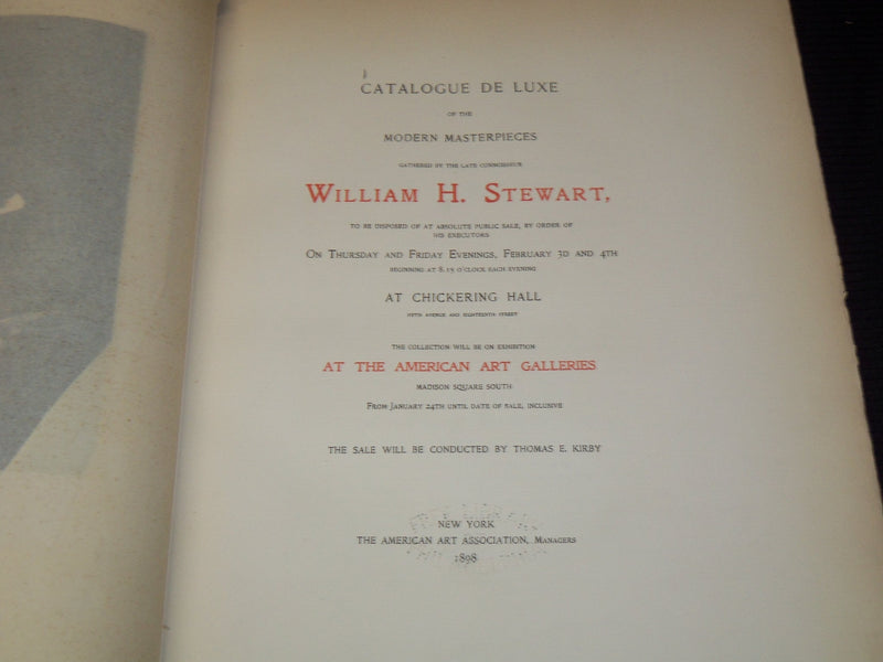 1898 CATALOGUE DE LUXE OF WILLIAM H. STEWART FRENCH VOLUME 1 & 2 - #17