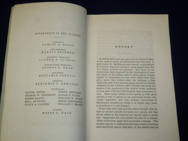 1844 BOSTON ACADEMY OF MUSIC 12TH ANNUAL REPORT - J 4543