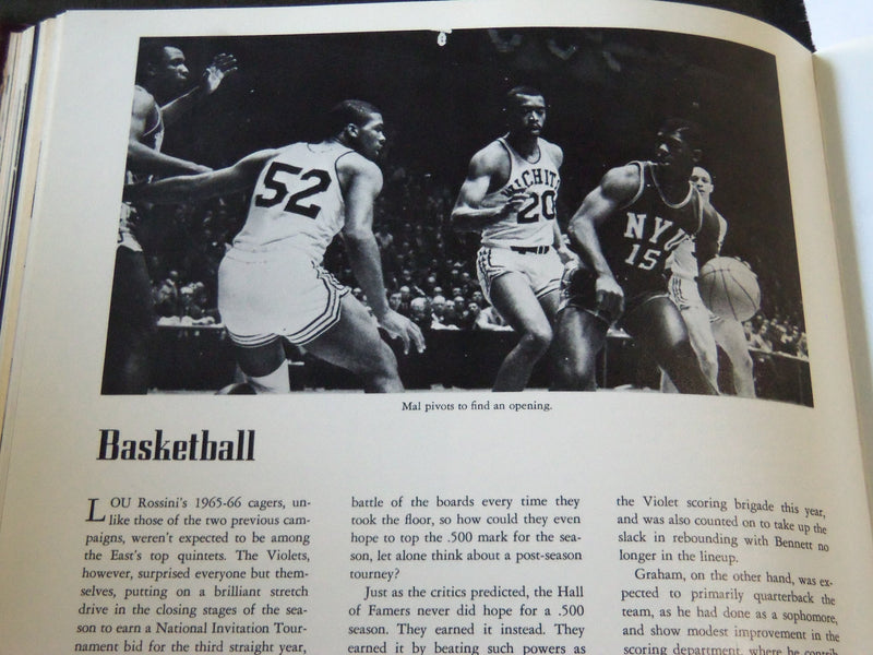 1966 COMMERCE VIOLET NEW YORK UNIVERSITY YEARBOOK MAL GRAHAM BASKETBALL- YB 1020