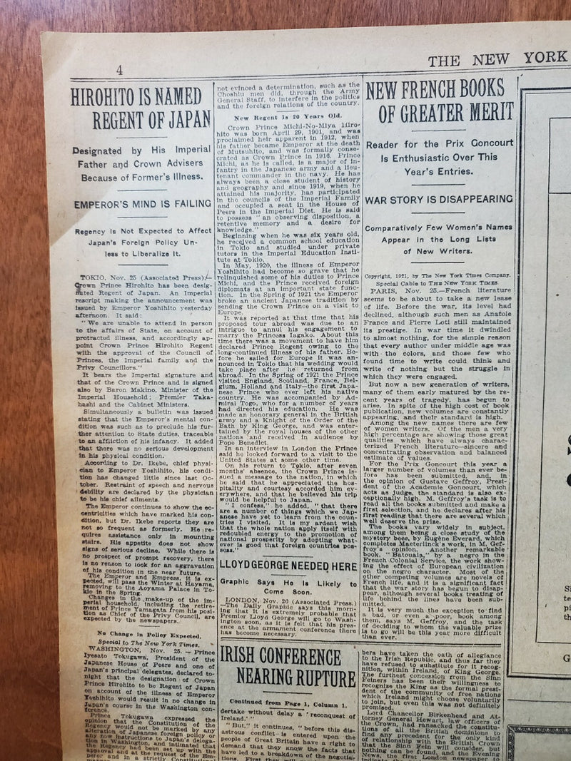 1921 NOVEMBER 26 NEW YORK TIMES -HARDING PLANS YEARLY MEETING OF POWERS -NT 8010