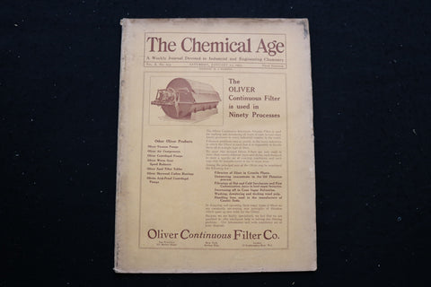 1924 JAN 12 THE CHEMICAL AGE MAGAZINE - OLIVER FILTER CO. COVER - SP 4190F