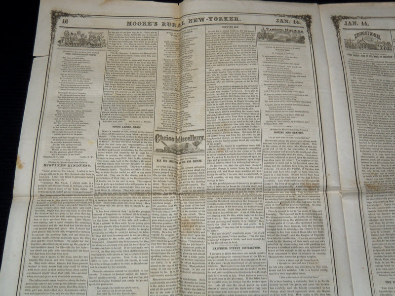 1860 MOORE'S RURAL NEW YORKER NEWSPAPER LOT OF 2 ISSUES - ROCHESTER NY - NP 8964