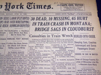 1938 JUN 20 NEW YORK TIMES - 30 DEAD, 10 MISSING, 65 HURT IN TRAIN CRASH- NT 692
