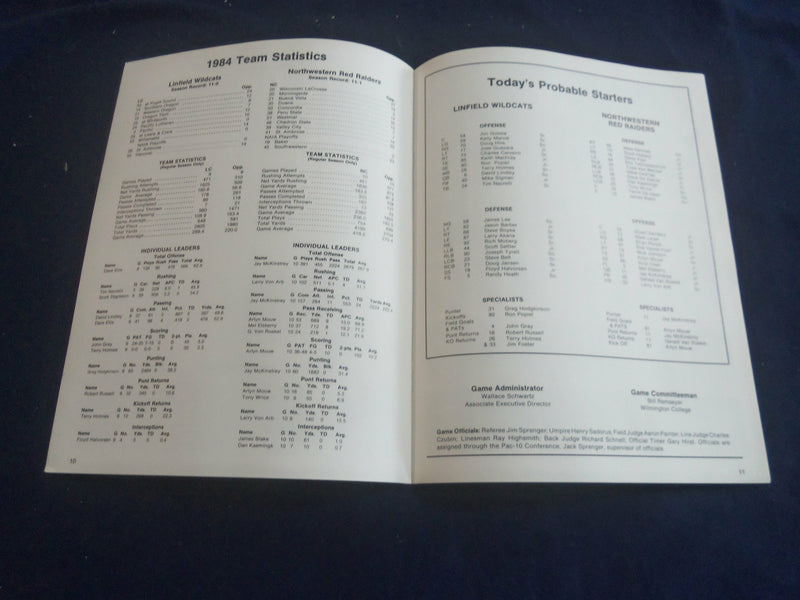 1984 DEC 8 NAIA DIVISION II CHAM. PROGRAM - NORTHWESTERN VS. LINFIELD - ST 6362G