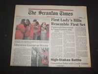 1998 MAR 27 THE SCRANTON TIMES NEWSPAPER-2 SETS OF HILLARY CLINTON BILLS-NP 8384