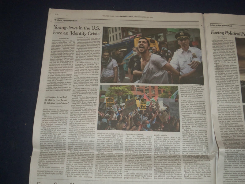 2021 MAY 20 NEW YORK TIMES - U.S. AND EUROPE PRESS FOR HALT IN MIDEAST STRIFE