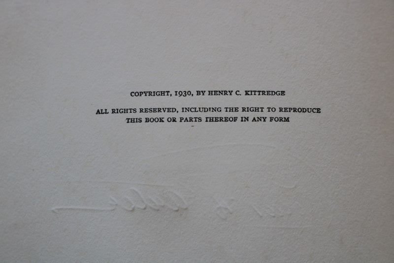 1930 CAPE COD ITS PEOPLE AND THEIR HISTORY BY HENRY KITTREDGE-INSCRIBED- KD 9658