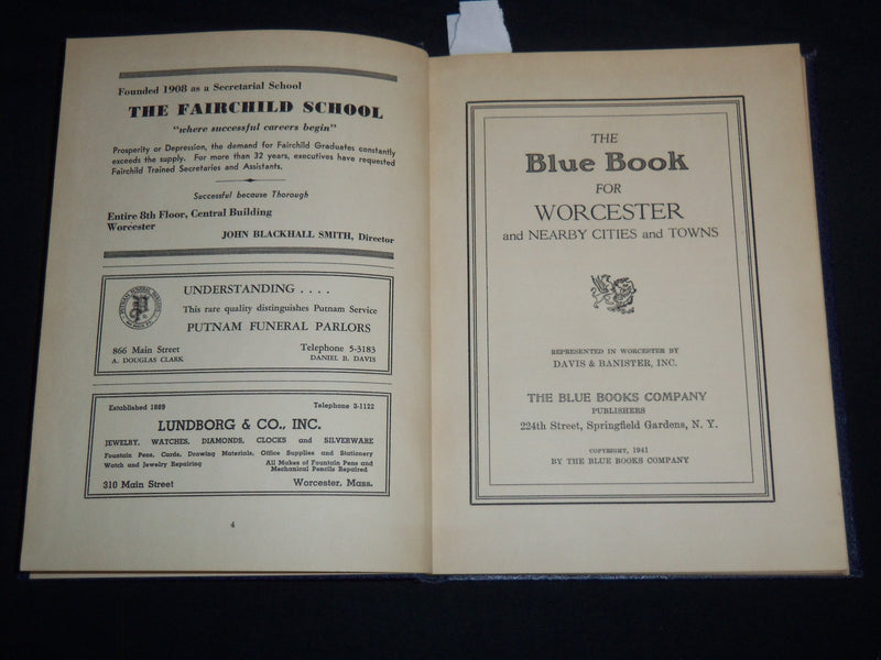 1924-1941 WORCESTER BLUE BOOK LOT OF 3 - SUBURBAN CITIES & TOWNS - KD 5523I