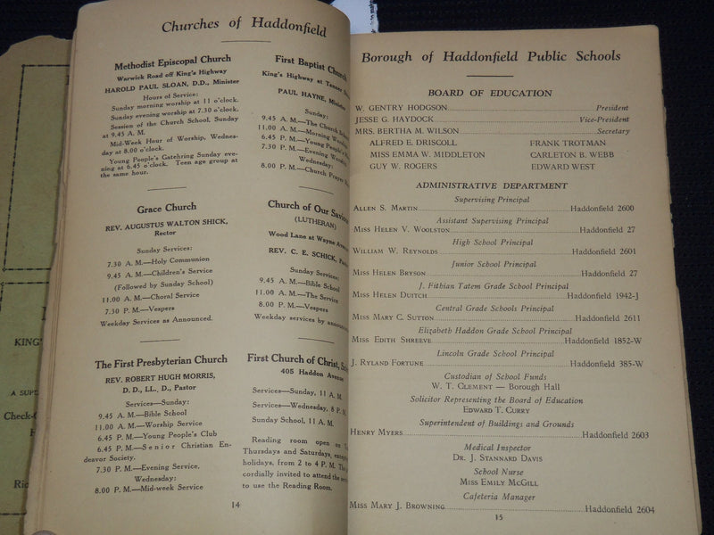 1931 BOROUGH DIRECTORY OF HADDONFIELD NEW JERSEY VOLUME 1 - J 8070