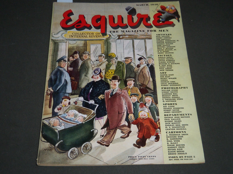 1946 MARCH ESQUIRE MAGAZINE - VARGAS ILLUSTRATION - COVER AND ADS - ST 5061