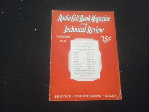 1931 OCTOBER RADIO CALL BOOK MAGAZINE AND TECHNICAL REVIEW - B 432T