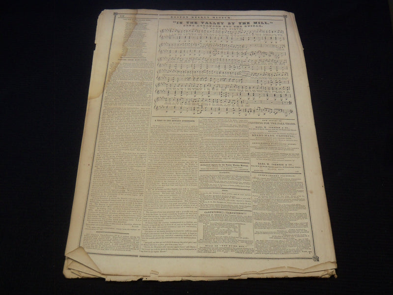 1850 SEPTEMBER 14 BOSTON MUSEUM NEWSPAPER - JENNY LIND - GIRAFFE - NP 9054