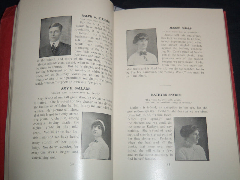 1913 CRIMSON & WHITE POTTSVILLE HIGH SCHOOL YEARBOOK - NICE PHOTOS - J 8183