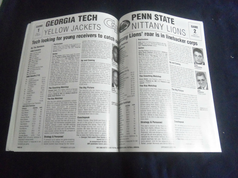 2006 UNIVERSITY OF NOTRE DAME FOOTBALL ANNUAL - IRISH SPORTS REPORT - SP 1213Q
