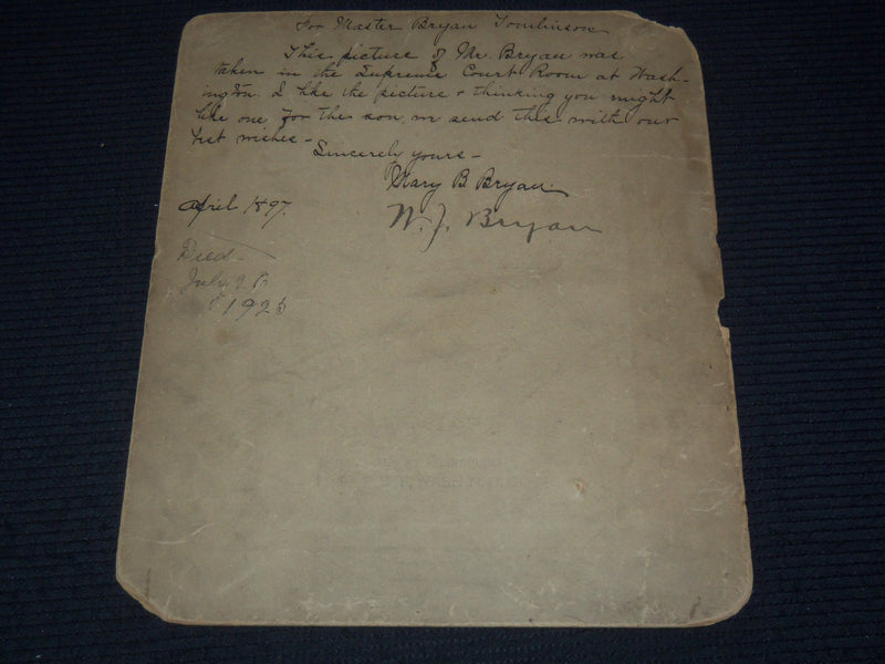1897 WILLIAM JENNINGS BRYAN PHOTO - SIGNED - #152