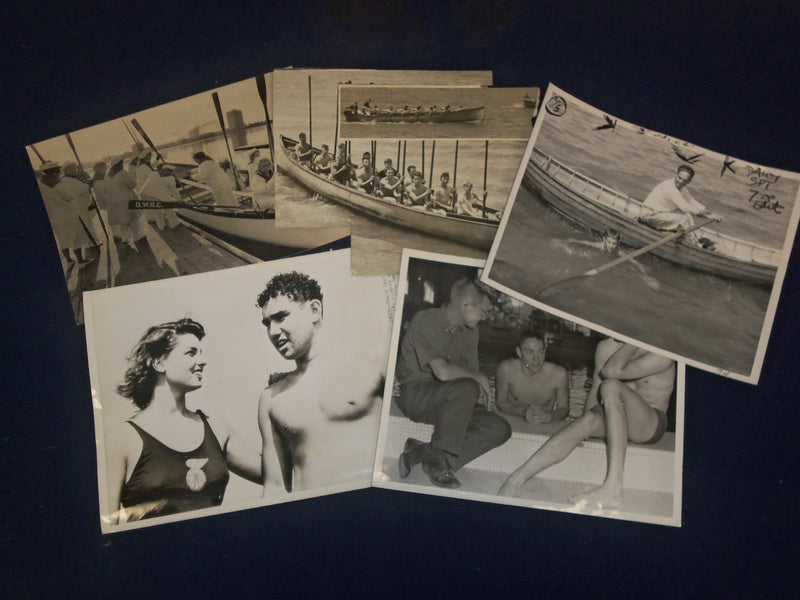 1930'S - 1970'S SWIMMING & ROWING WIRE PHOTOS LOT OF 12 - STAMPED - J 1796