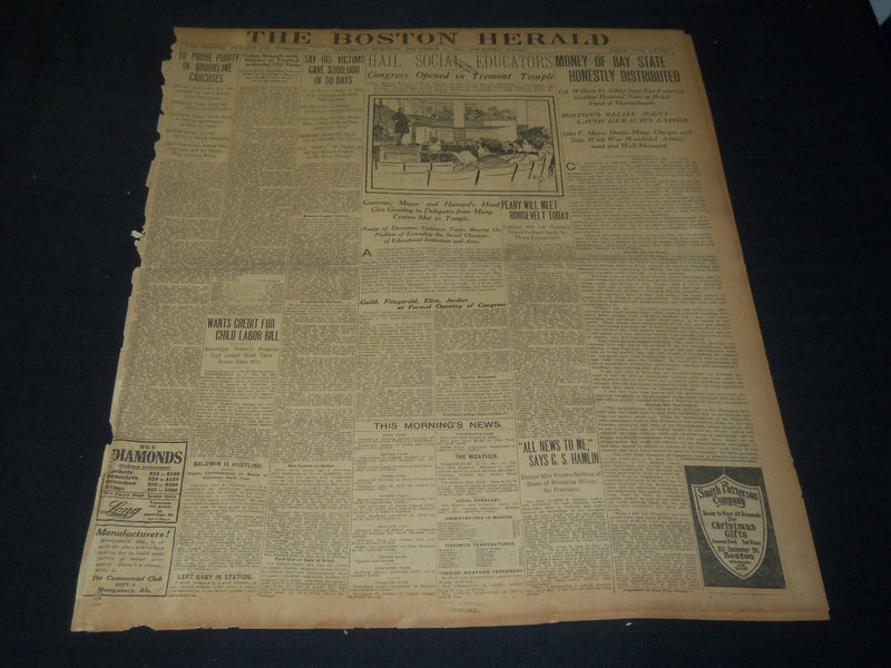 1906 DECEMBER 1 THE BOSTON HERALD - MONEY OF BAY STATE DISTRIBUTED - BH 120
