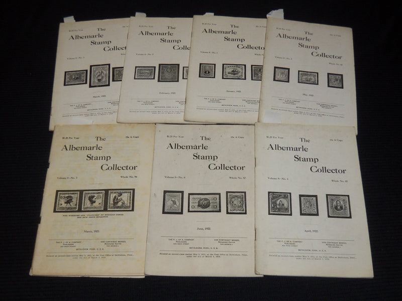1922-1923 THE ALBERMARLE STAMP COLLECTOR MAGAZINE LOT OF 7 ISSUES - O 1134M