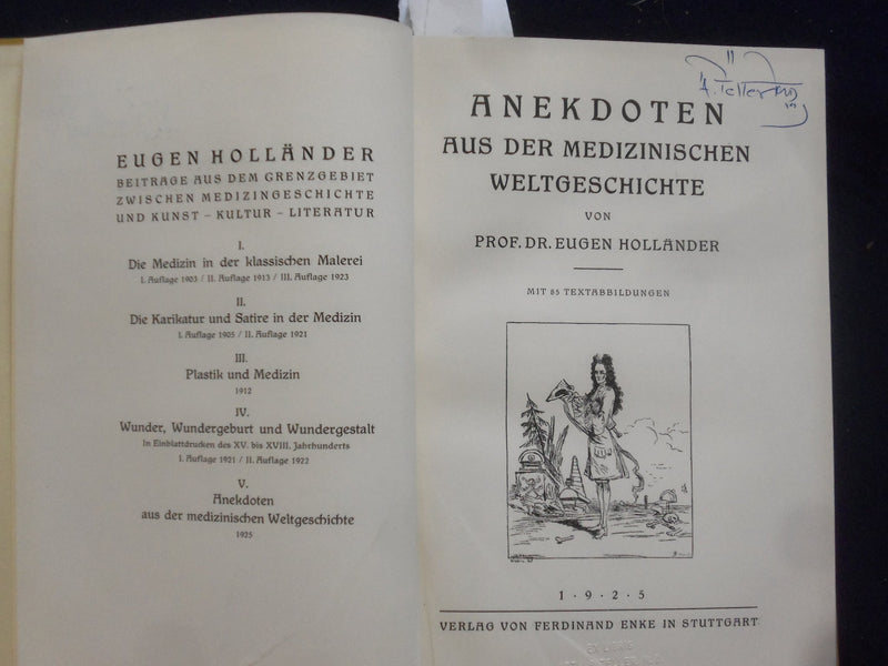 1925 ANEKDOTEN AUS DER MEDIZINISCHEN WELTGESCHICHTE BOOK - GERMAN TEXT - KD 8839
