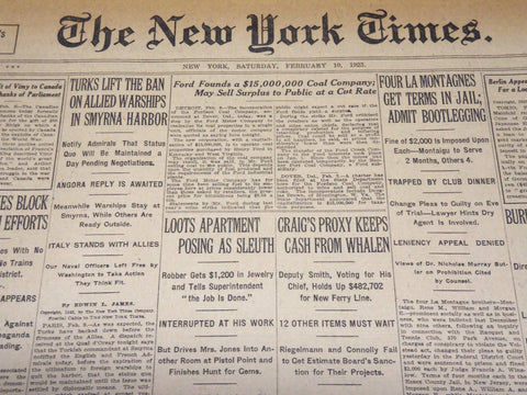 1923 FEB 10 NEW YORK TIMES - FORD FOUNDS A $15,000,000 COAL COMPANY - NT 7986