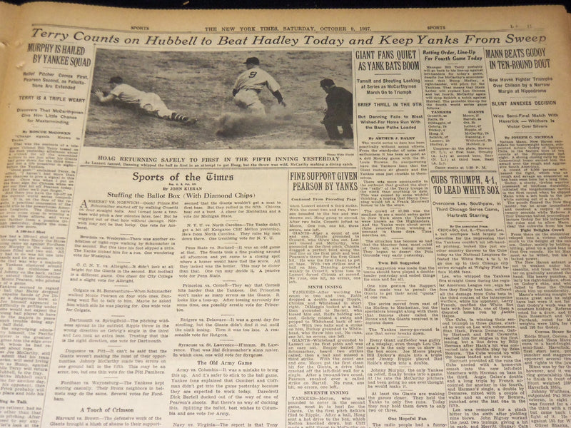1936 WORLD SERIES YANKEES DEFEAT GIANTS 4-2 NEW YORK TIMES LOT OF 7 - NT XXXX