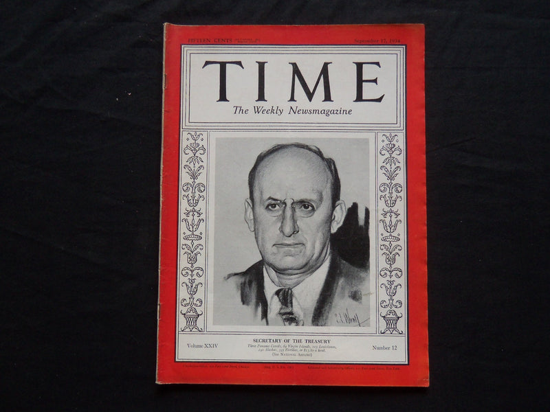 1934 SEPTEMBER 17 TIME MAGAZINE - HENRY MORGENTHAU, SECRETARY OF TREASURY- T 435