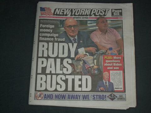 2019 OCTOBER 11 NEW YORK POST NEWSPAPER - RUDY GIULIANI PALS BUSTED