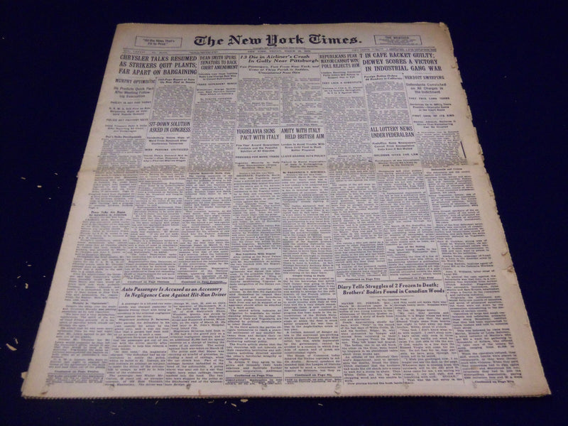 1937 MARCH 26 NEW YORK TIMES - 7 IN CAFE RACKET GUILTY DEWEY - VICTORY - NT 1283