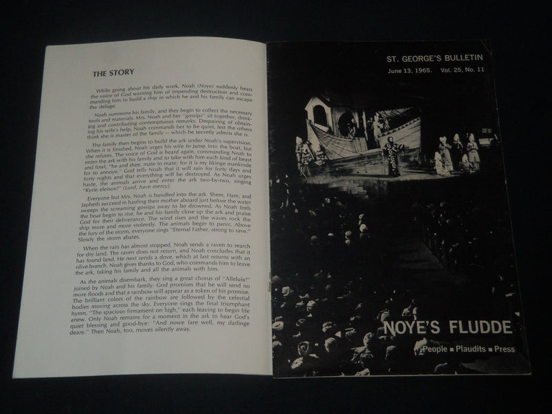 1965 NOYE'S FLUDDE PROGRAM & BULLETIN - ST. GEORGE'S CHURCH - J 4270