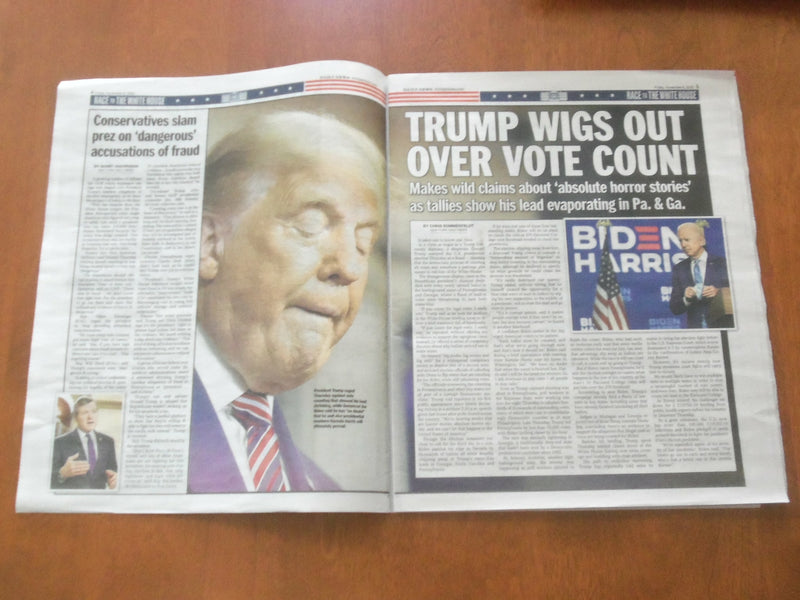 2020 NOVEMBER 6 NEW YORK DAILY NEWS NEWSPAPER - TRUMP LIES ABOUT VOTING FRAUD