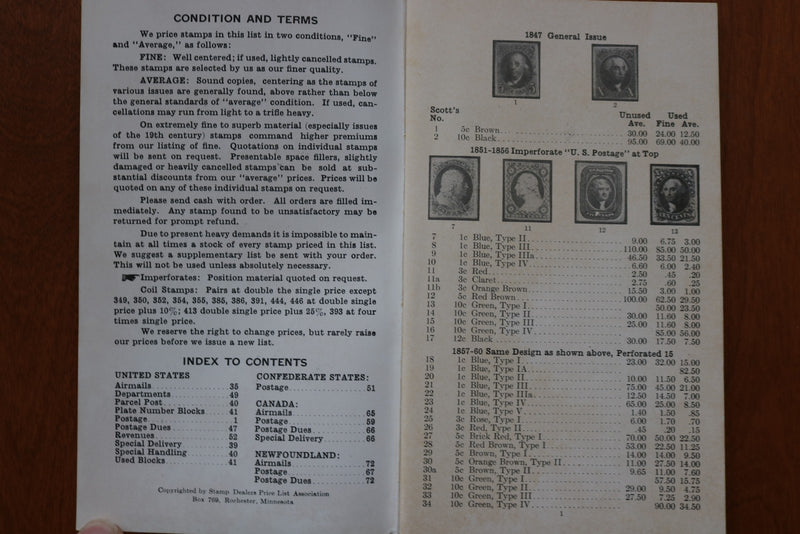 1951 BEN'S STAMP & COIN CO. POSTAGE STAMPS PRICE LIST - SOFTCOVER BOOK - K 3171