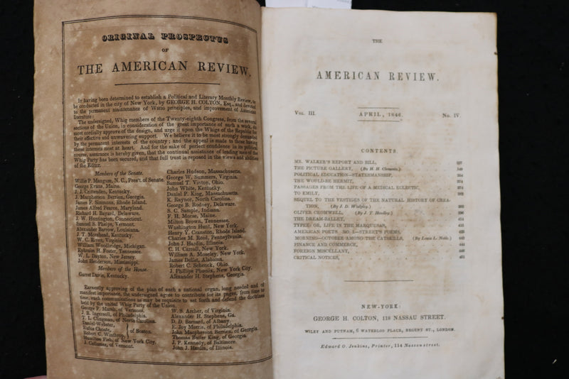 1846 APRIL THE AMERICAN REVIEW - A WHIG JOURNAL - TYPEE - MELVILLE - K 2395