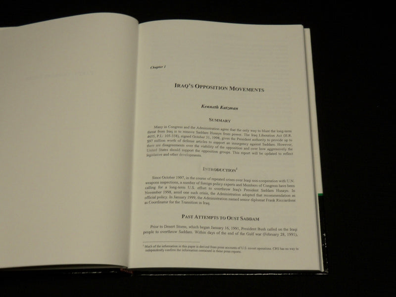 2003 IRAQ: ISSUES HISTORICAL BACKGROUND HARDCOVER BOOK BY LEON JEFFRIES - R 714W