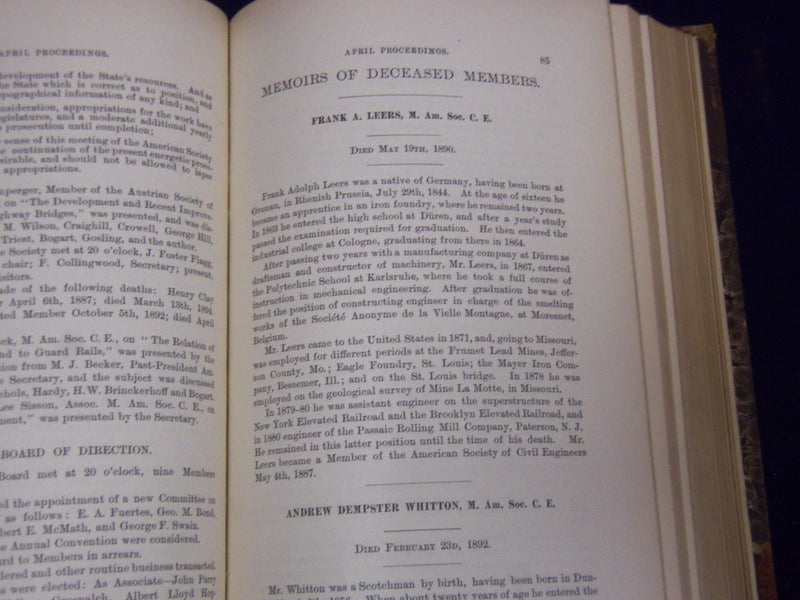 1884-1895 PROCEEDINGS OF AMERICAN SOCIETY CIVIL ENGR VOLUME LOT OF 4 - KD 909J