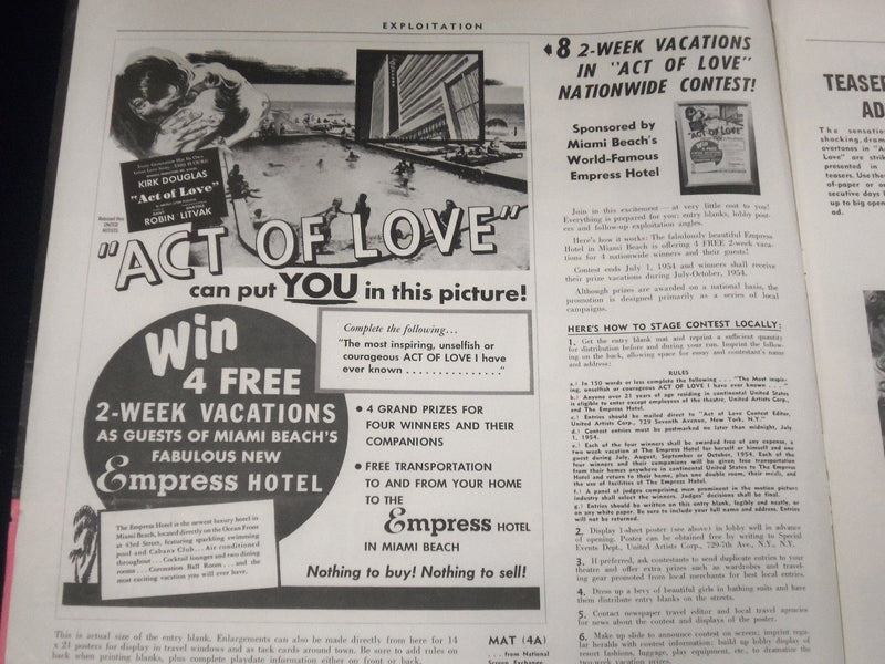 1953 ACT OF LOVE MOVIE PRESS BOOK STARRING KIRK DOUGLAS & DANY ROBIN - P 5