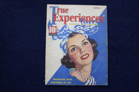 1937 AUGUST TRUE EXPERIENCES LOVE MIRROR MAGAZINE - WORKING WIFE - E 12101