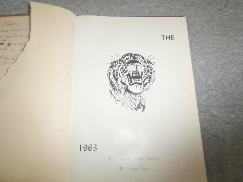 1963 THE TIGER MT. VERNON HIGH SCHOOL YEARBOOK - MT. VERNON, TEXAS - YB 2460